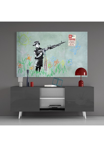 Çocuk ve Savaş Cam Tablo - 72X46 cm