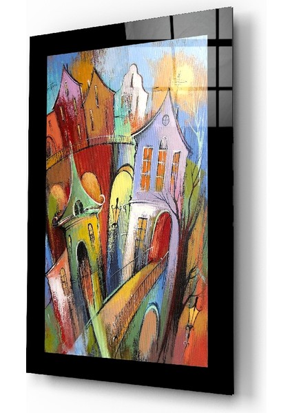 Sevimli Şehir Cam Tablo - 72X46 cm