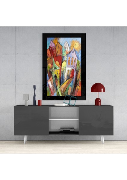 Sevimli Şehir Cam Tablo - 72X46 cm