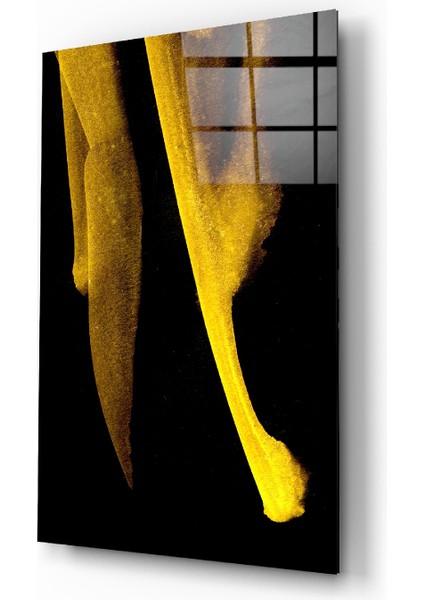 Sarı Hikaye Cam Tablo - 72X46 cm