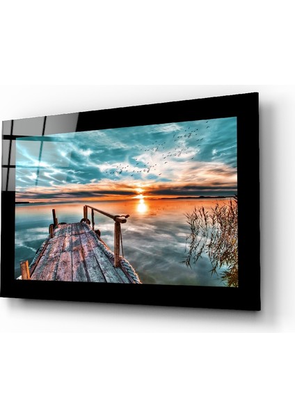 Rıhtımda Gün Batımı Cam Tablo - 72X46 cm