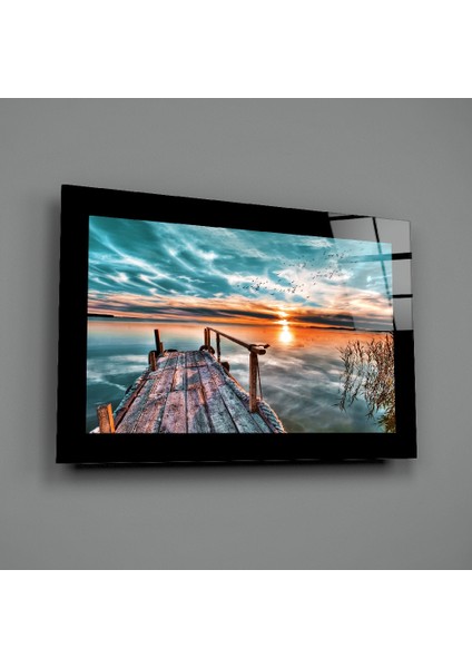 Rıhtımda Gün Batımı Cam Tablo - 72X46 cm fiyatları