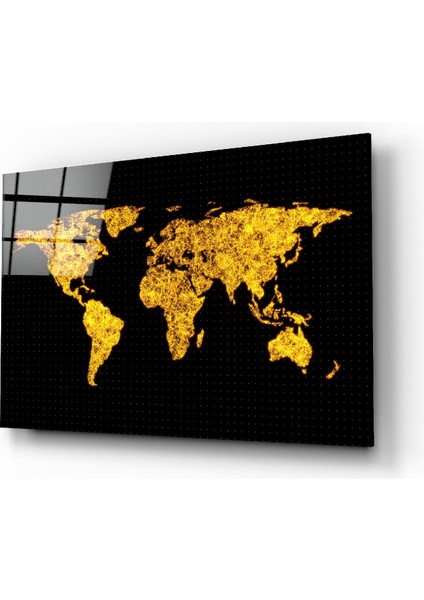 Dünya Haritası Cam Tablo - 72X46 cm