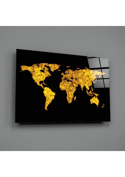 Dünya Haritası Cam Tablo - 72X46 cm fiyatları