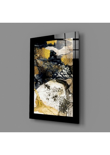 Altın Tozu Grafit Cam Tablo - 72X46 cm