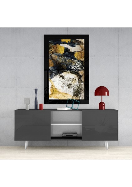 Altın Tozu Grafit Cam Tablo - 72X46 cm