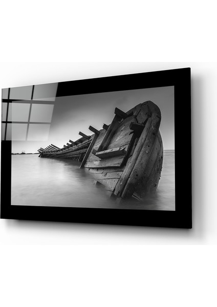 Batan Gemi Cam Tablo - 72X46 cm