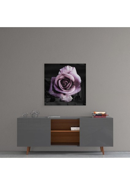 Mor Gül Cam Tablo - 80X80 cm fırsatları