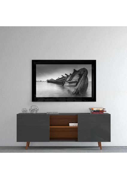 Batan Gemi Cam Tablo - 72X46 cm