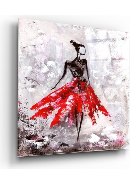 Kadın (Kırmızı) Cam Tablo - 60X60 cm