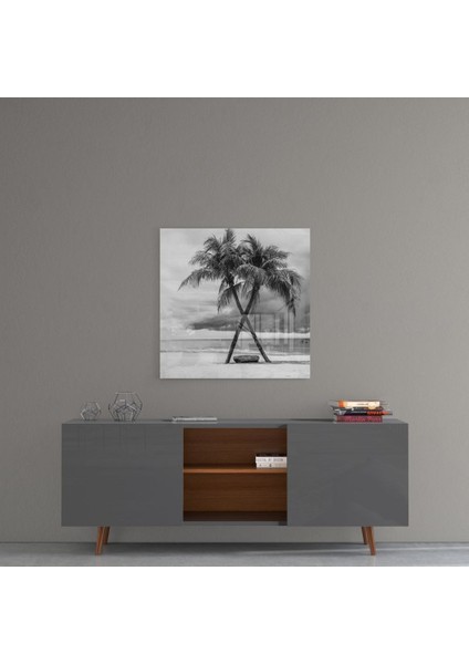 Palmiye Ağaçları Cam Tablo - 60X60 cm fırsatları