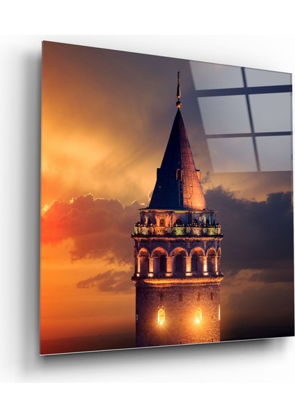 Galata Kulesi Cam Tablo - 60X60 cm