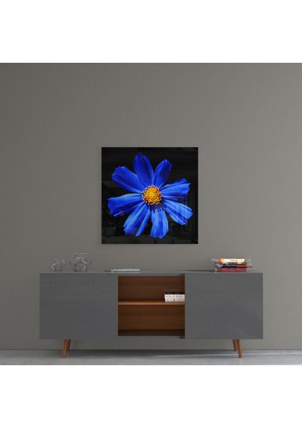 Mavi Çiçek Cam Tablo - 60X60 cm fırsatları