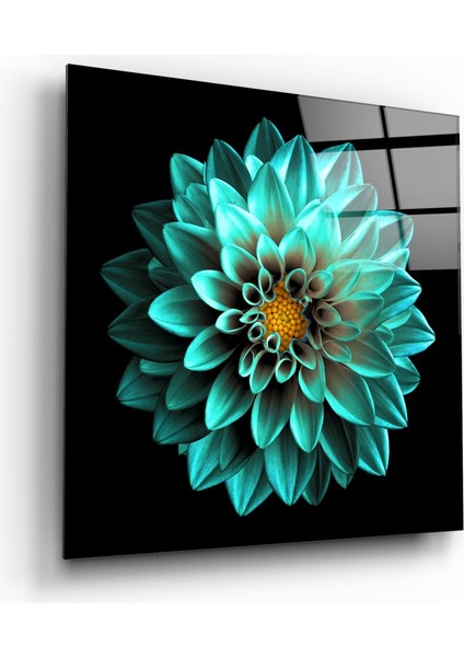 Yeşil Çiçek Cam Tablo - 60X60 cm