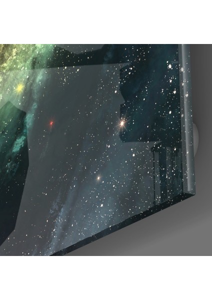 Uzay Sarı Sonsuzluk Cam Tablo - 40X40 cm modelleri