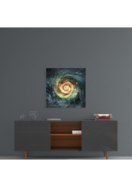 Uzay Sarı Sonsuzluk Cam Tablo - 40X40 cm fırsatları