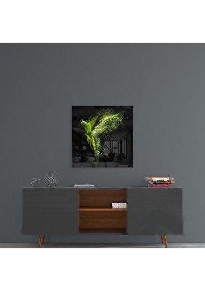Yeşil Papağan Cam Tablo - 40X40 cm fırsatları
