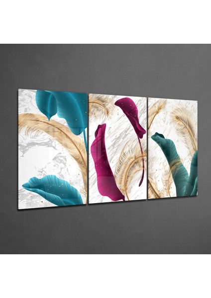 Soft Yapraklar Cam Tablo - 3 Adet 72X46 cm