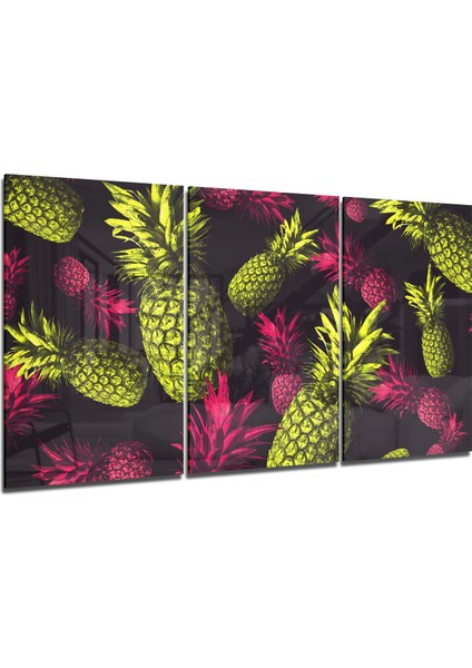 Ananaslar Cam Tablo - 3 Adet 72X46 cm