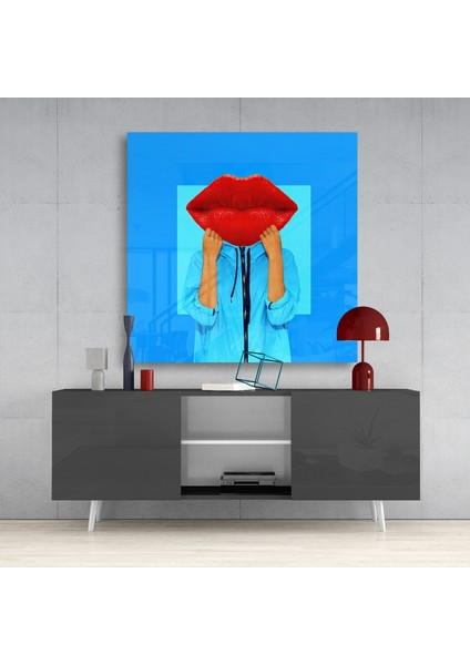 Dudak Kafa Cam Tablo - 40X40 cm fırsatları