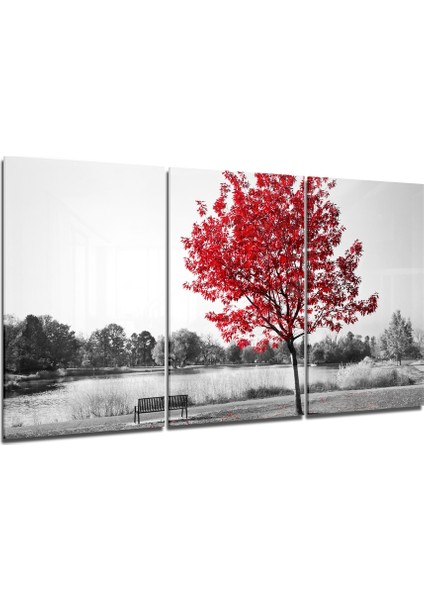 Sonbahar Ağacı Mega Cam Tablo - 3 Adet 72X46 cm