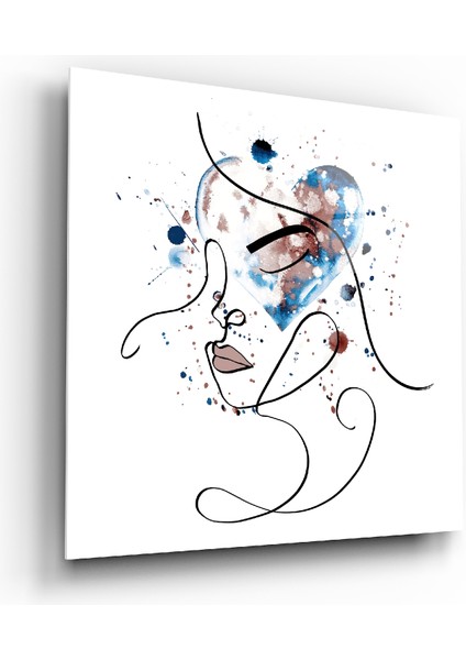 Çizgilerin Yüzü Cam Tablo - 40X40 cm