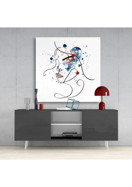 Çizgilerin Yüzü Cam Tablo - 40X40 cm fırsatları