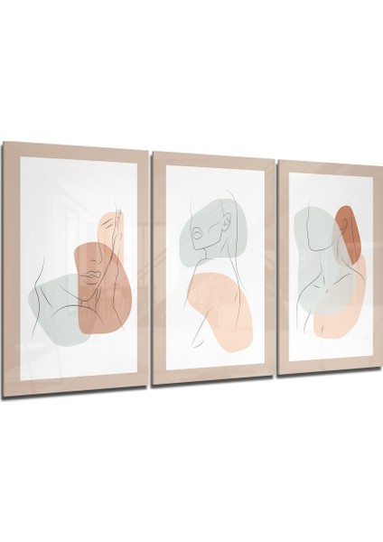 Soyut Şekiller 1 Cam Tablo - 3 Adet 72X46 cm