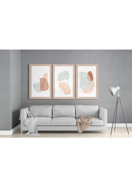 Soyut Şekiller 1 Cam Tablo - 3 Adet 72X46 cm modelleri