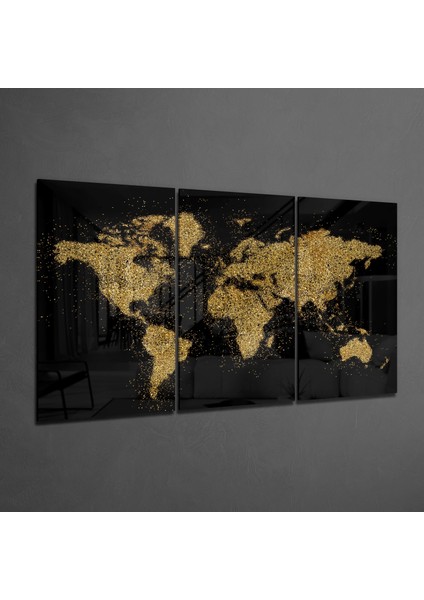 Dünya Haritası Cam Tablo - 3 Adet 72X46 cm fiyatları