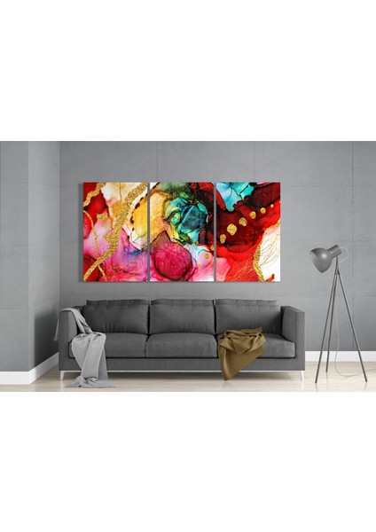 Kırmızı Ahenk Cam Tablo - 3 Adet 72X46 cm