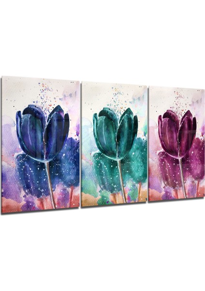 Laleler Cam Tablo - 3 Adet 72X46 cm