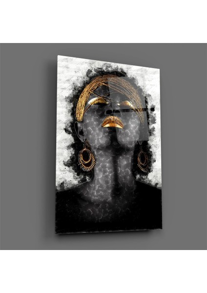 Afrikalı Kadın Portre Cam Tablo - 72X46 cm fiyatları