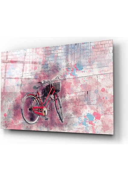Illüstrasyon Bisiklet Cam Tablo - 72X46 cm
