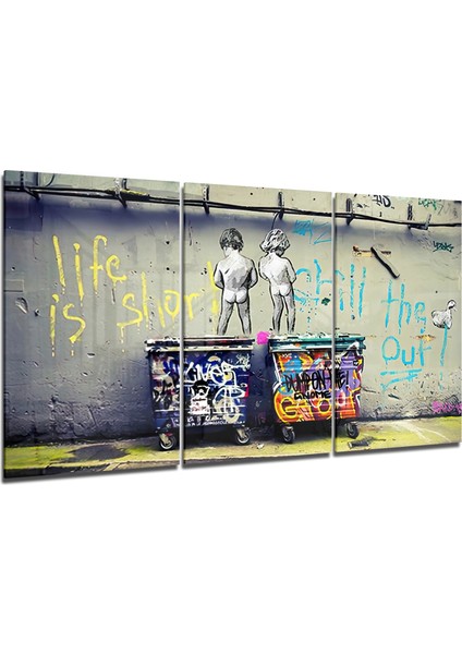 Protesto - Banksy Cam Tablo - 3 Adet 72X46 cm
