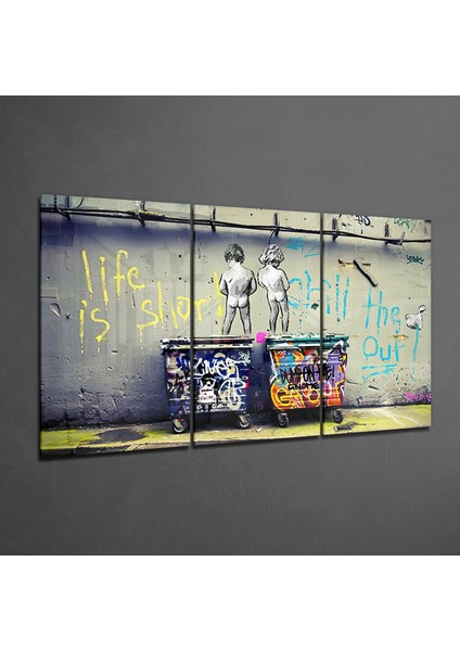 Protesto - Banksy Cam Tablo - 3 Adet 72X46 cm