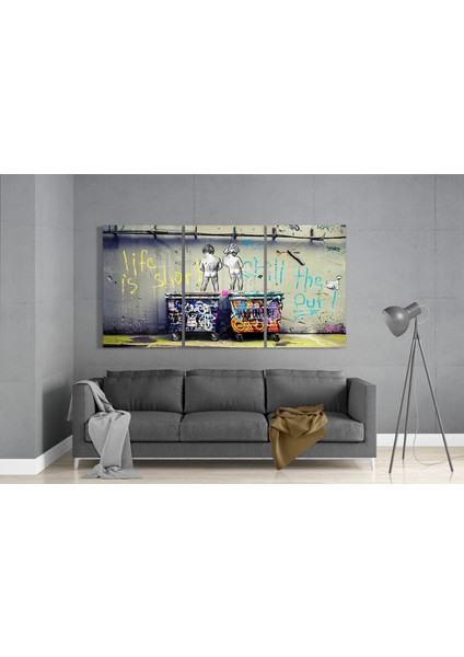 Protesto - Banksy Cam Tablo - 3 Adet 72X46 cm