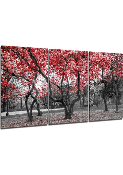 Ilkbahar Ağaçları Mega Cam Tablo - 3 Adet 72X46 cm