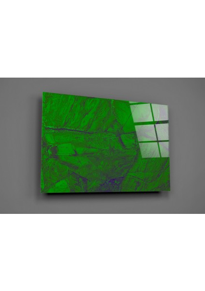 Yeşil Soyut Desen Cam Tablo - 72X46 cm fiyatları