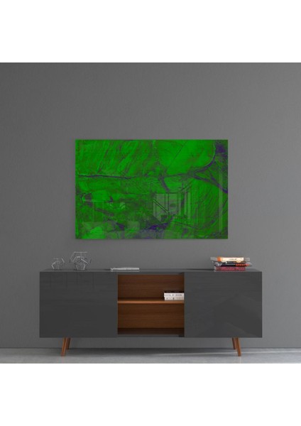 Yeşil Soyut Desen Cam Tablo - 72X46 cm fırsatları