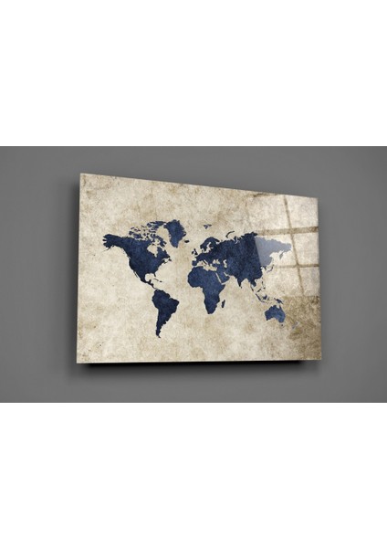 Dünya Haritası Cam Tablo - 72X46 cm fiyatları