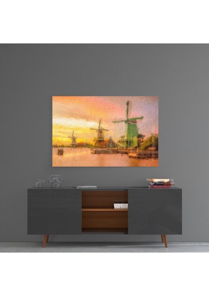 Yel Değirmenleri Cam Tablo - 72X46 cm fırsatları