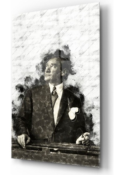 Atatürk Portre Cam Tablo - 72X46 cm