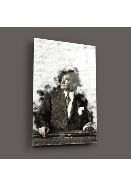 Atatürk Portre Cam Tablo - 72X46 cm