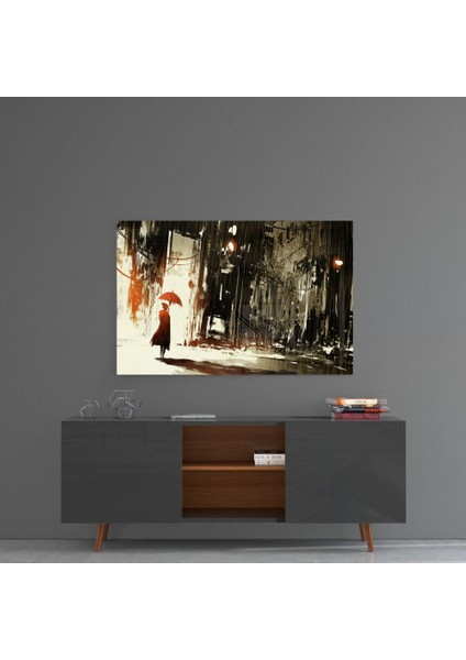 Yağmurlu Şehir Cam Tablo - 72X46 cm fırsatları