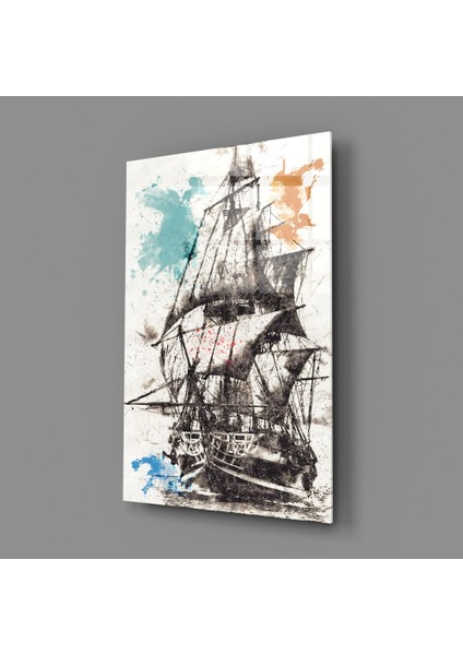 Gemi Ilüstrasyon Cam Tablo - 72X46 cm fiyatları