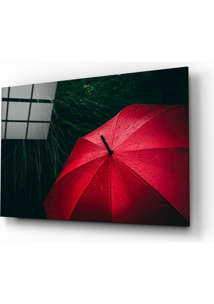 Kırmızı Şemsiye Cam Tablo - 72X46 cm