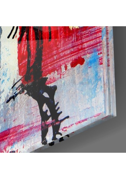 Çiçek Silüetleri Cam Tablo - 72X46 cm