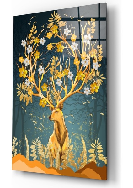 Geyik Cam Tablo - 72X46 cm