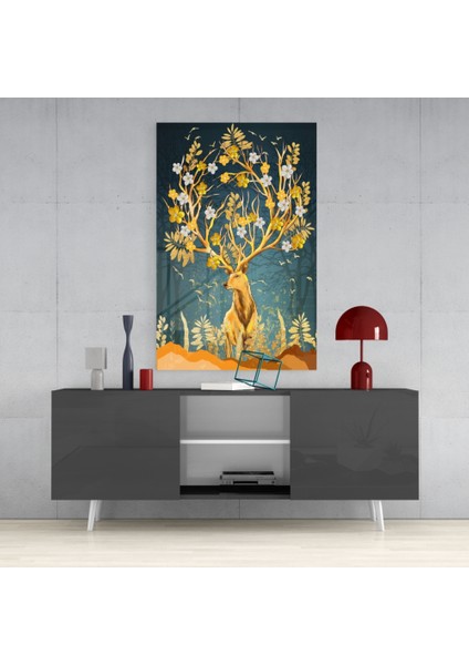 Geyik Cam Tablo - 72X46 cm